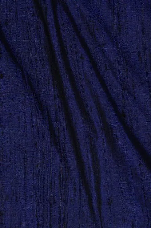 Ink Blue Dupioni Silk Fabric