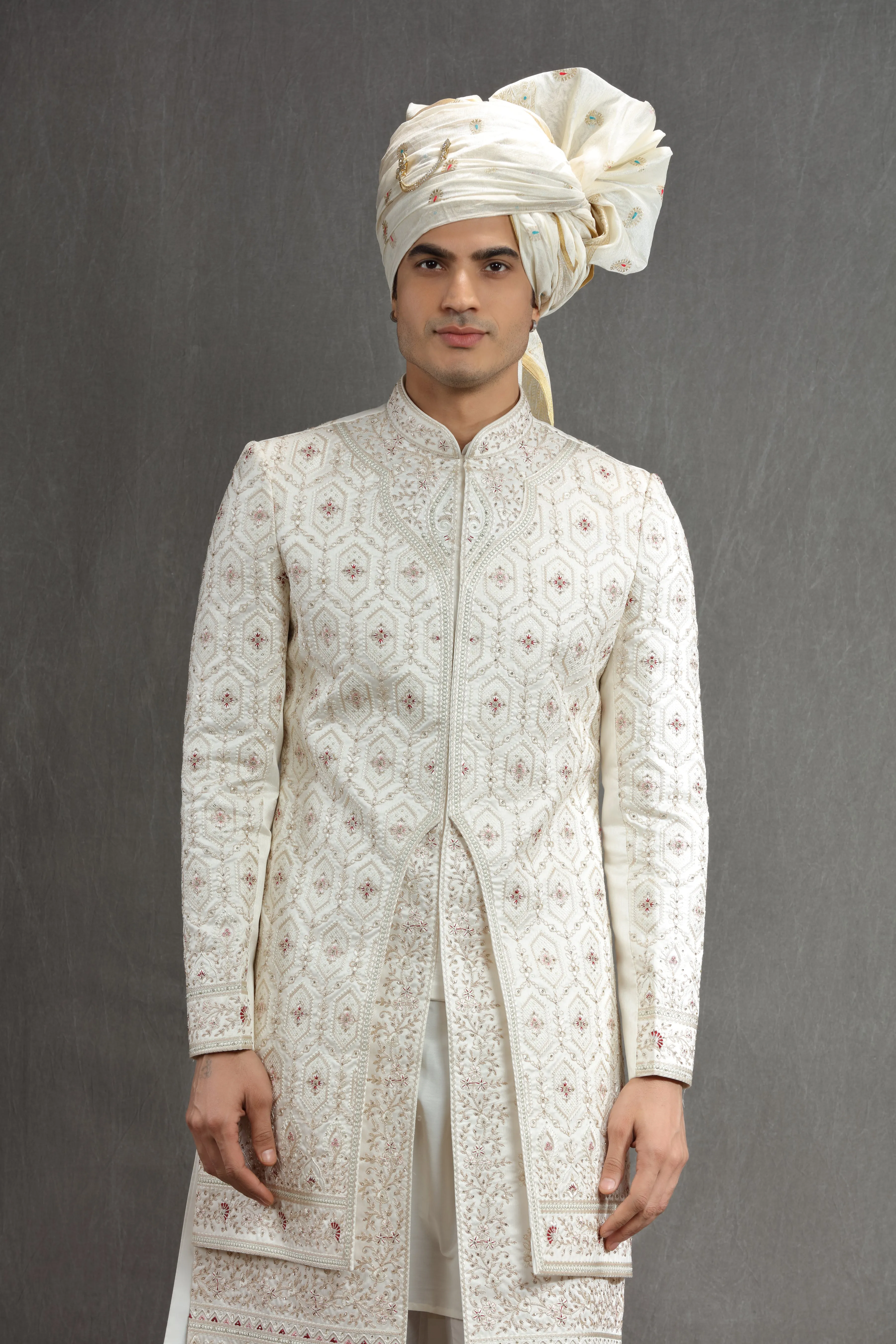 Ivory Silk embroierd indowestern set