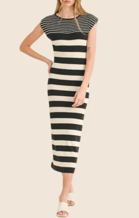 Juliana Black Stripe Knit Dress