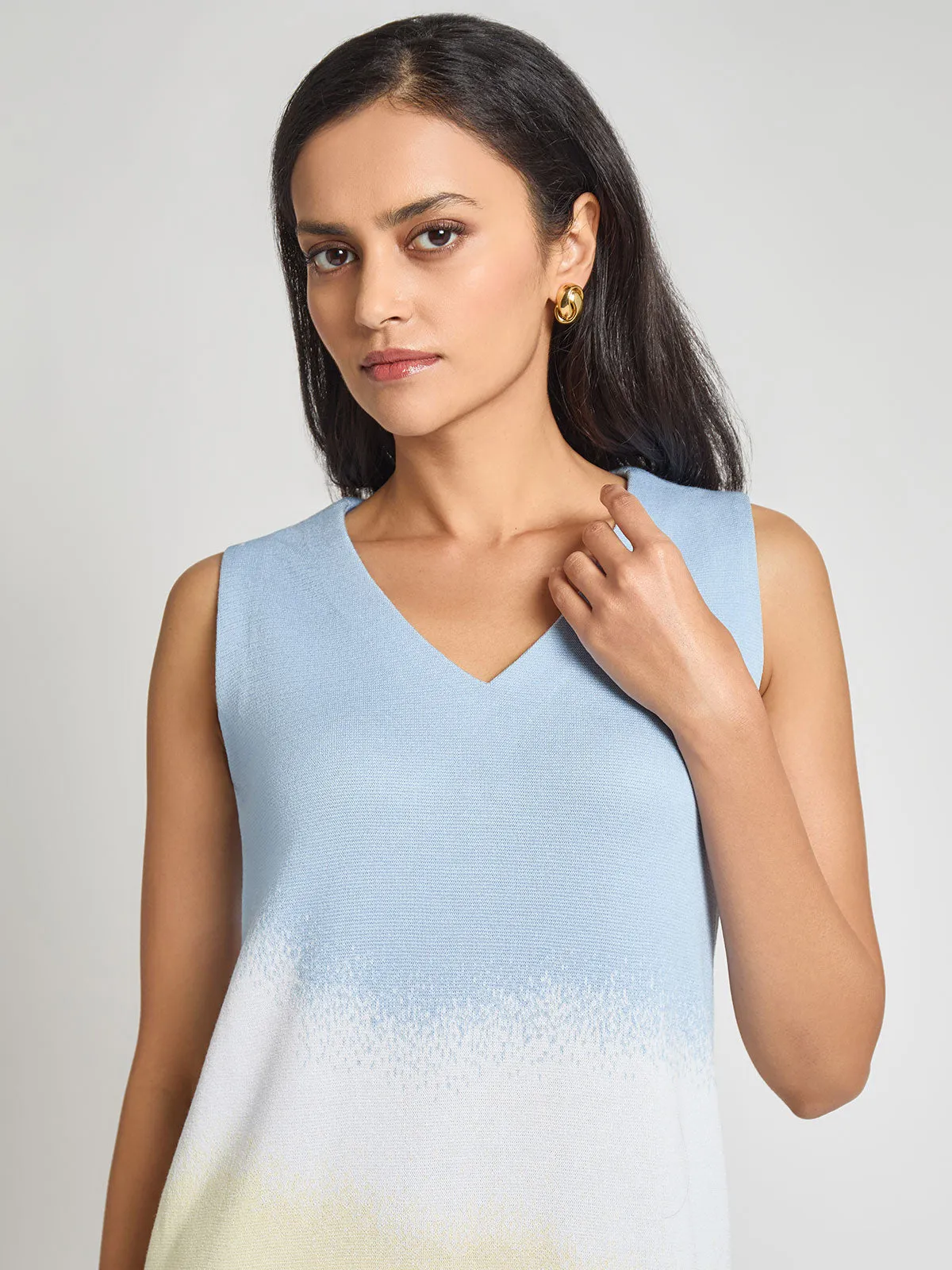 Landscape Pattern Soft Knit Dress - Modern Fit
