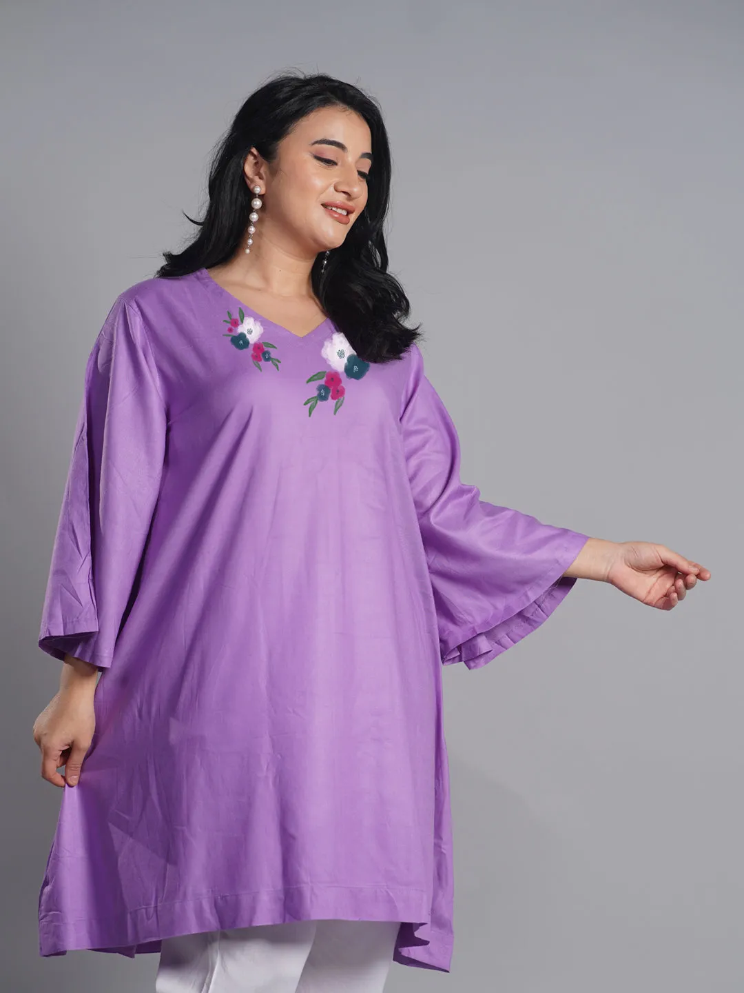 Lavender Rayon Kurti - MorningGlory