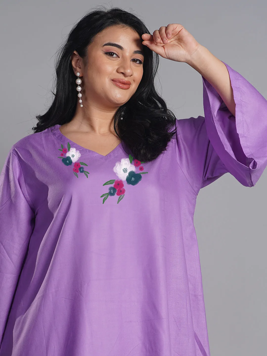 Lavender Rayon Kurti - MorningGlory
