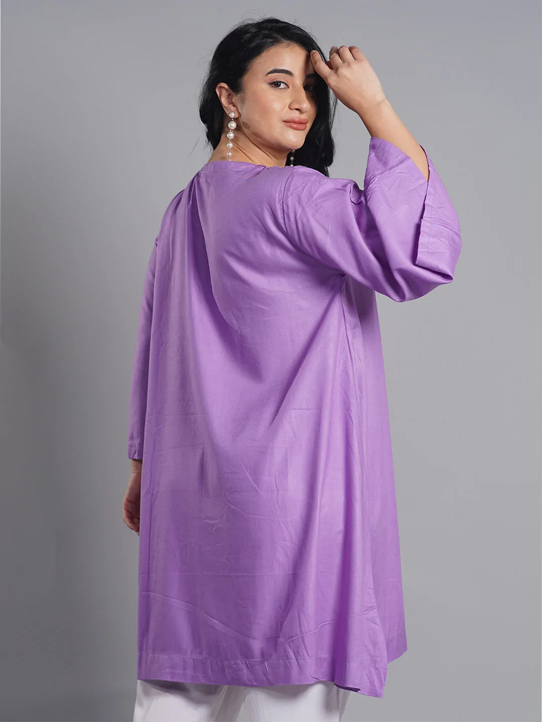Lavender Rayon Kurti - MorningGlory