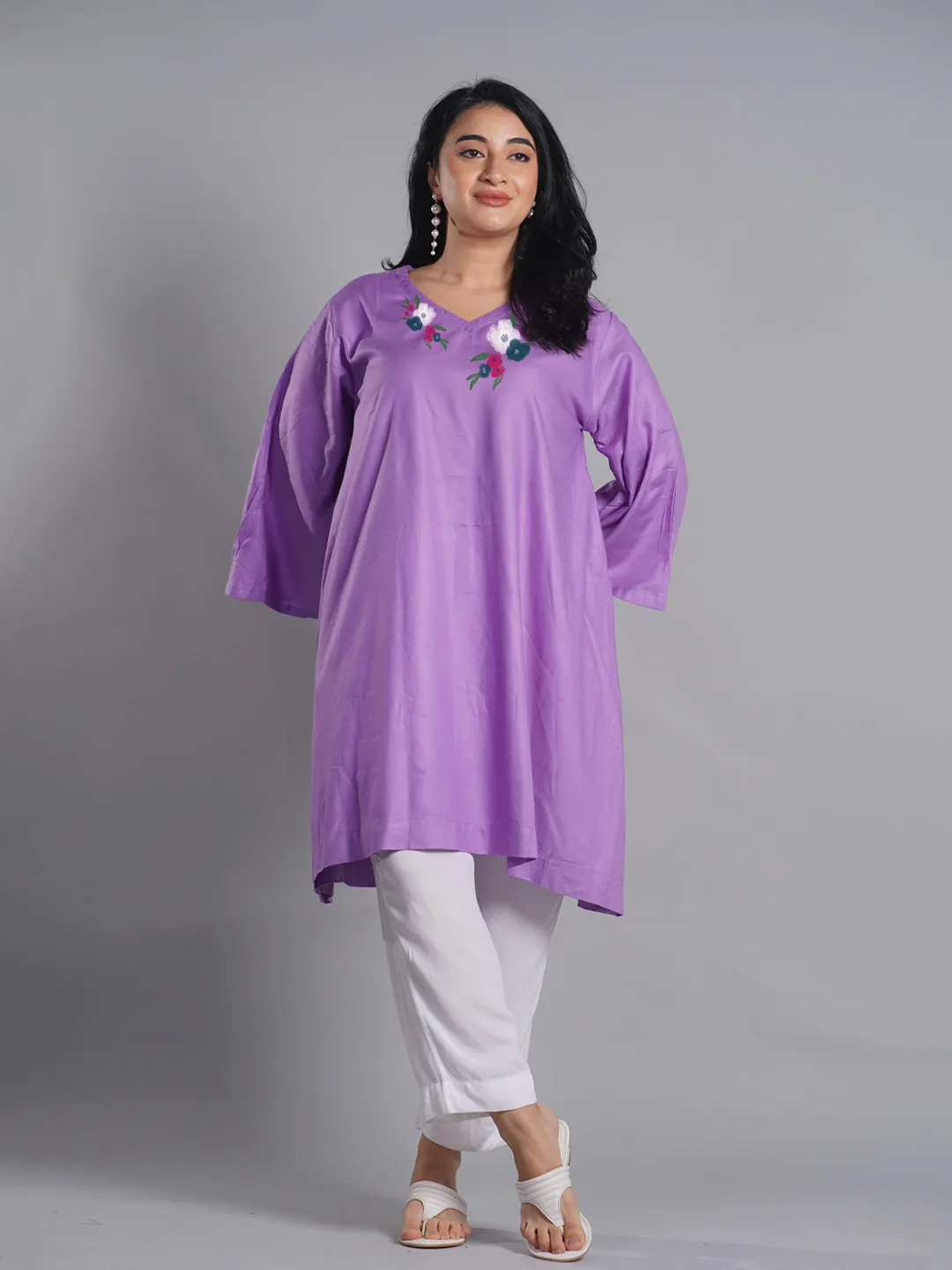Lavender Rayon Kurti - MorningGlory