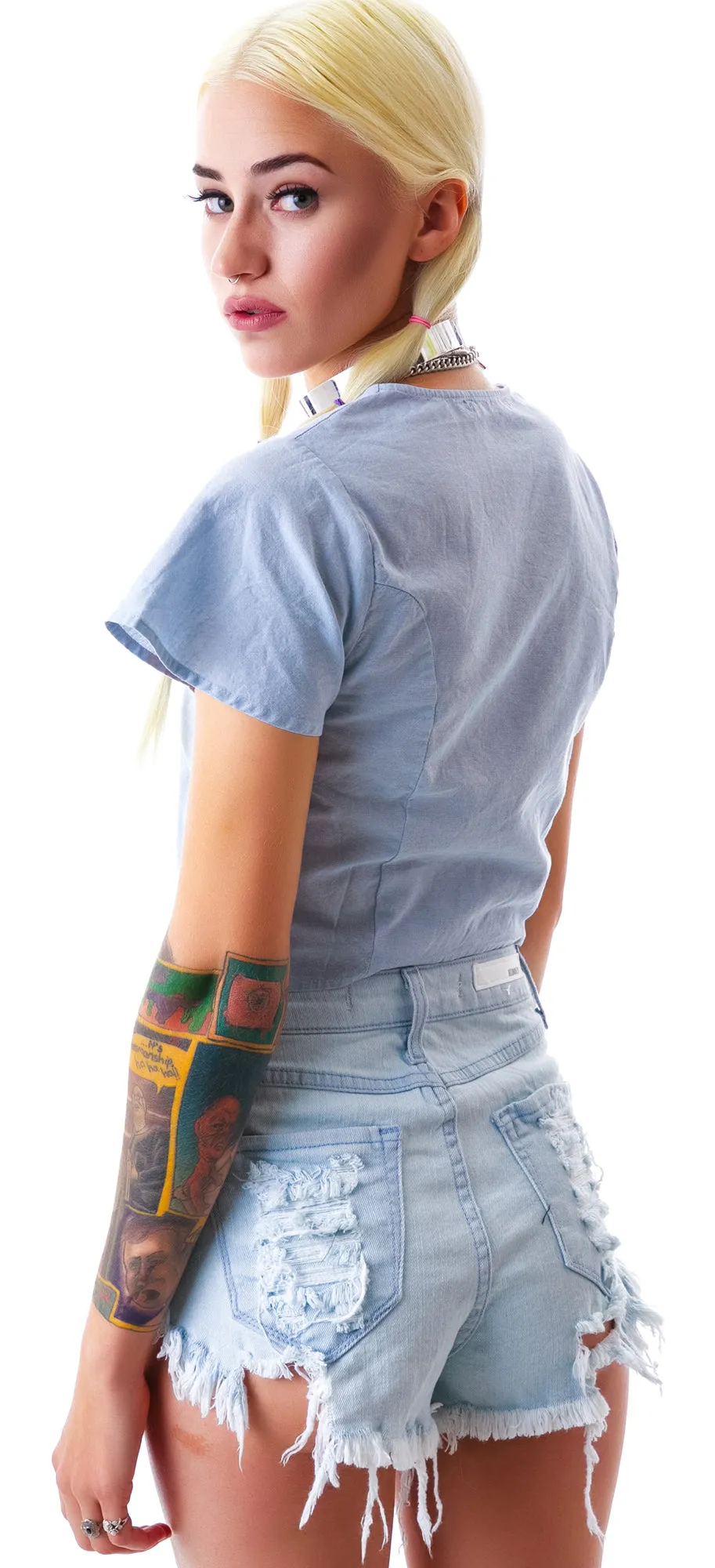 Lighten Up Destroyed Denim Shorts