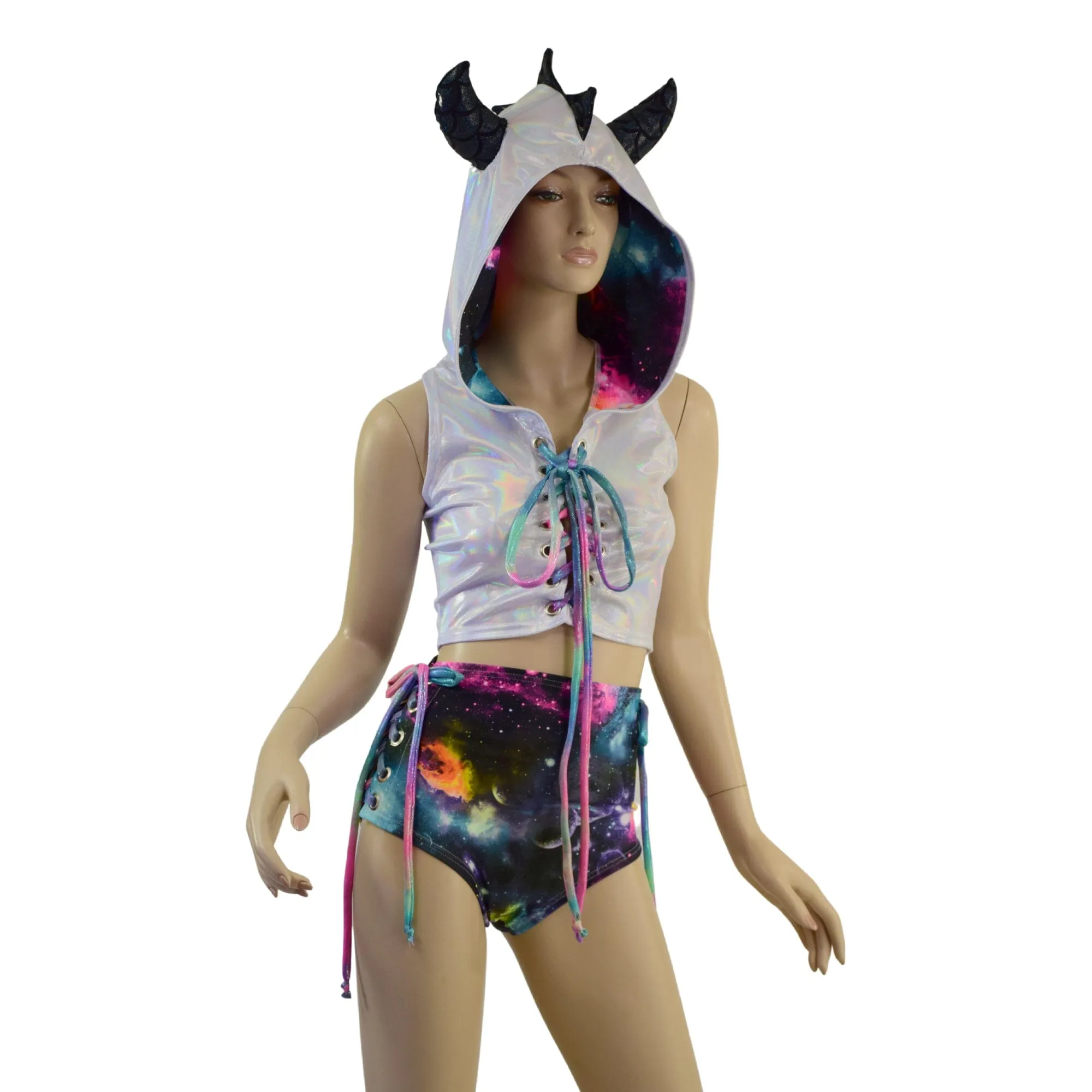 Lost Lands 2PC Dragon Horned Lace Up Set
