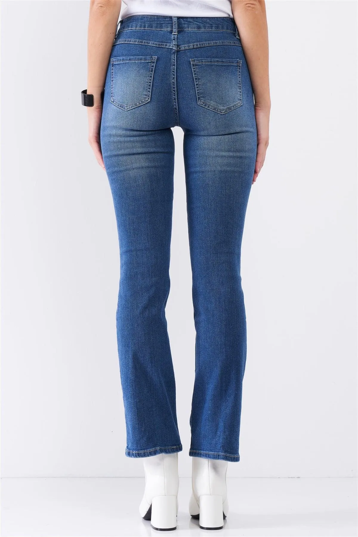 Medium Blue Denim High Waisted Boot Jeans