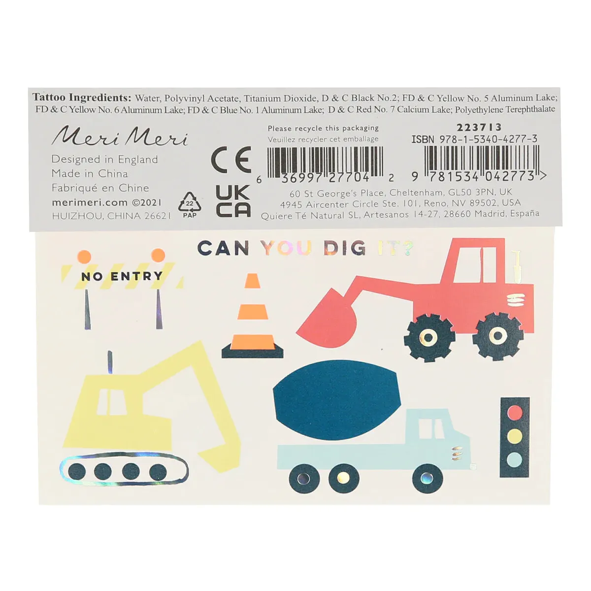Meri Meri construction tattoos
