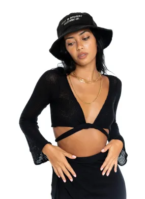 Mia Long Sleeve Knit Crop - Black