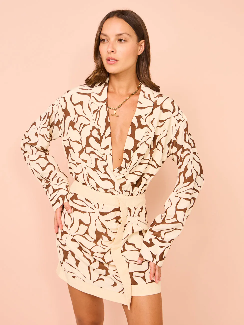 Mon Renn High Tide Mini Dress in High Tide Coffee