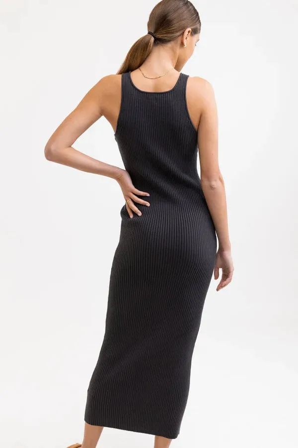 Olina Knit Midi Dress (Charcoal)