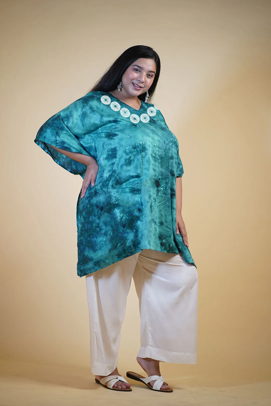 SeaGreen Rayon TieDyeKurta - Varmala