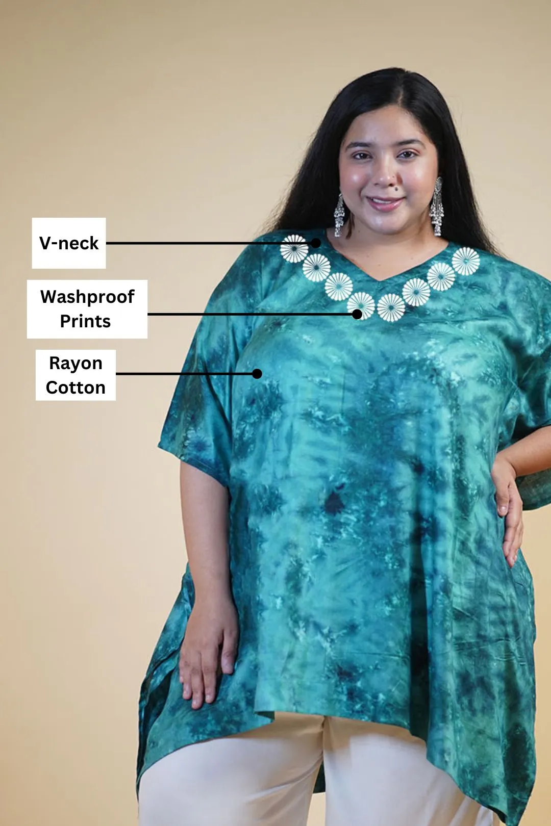 SeaGreen Rayon TieDyeKurta - Varmala