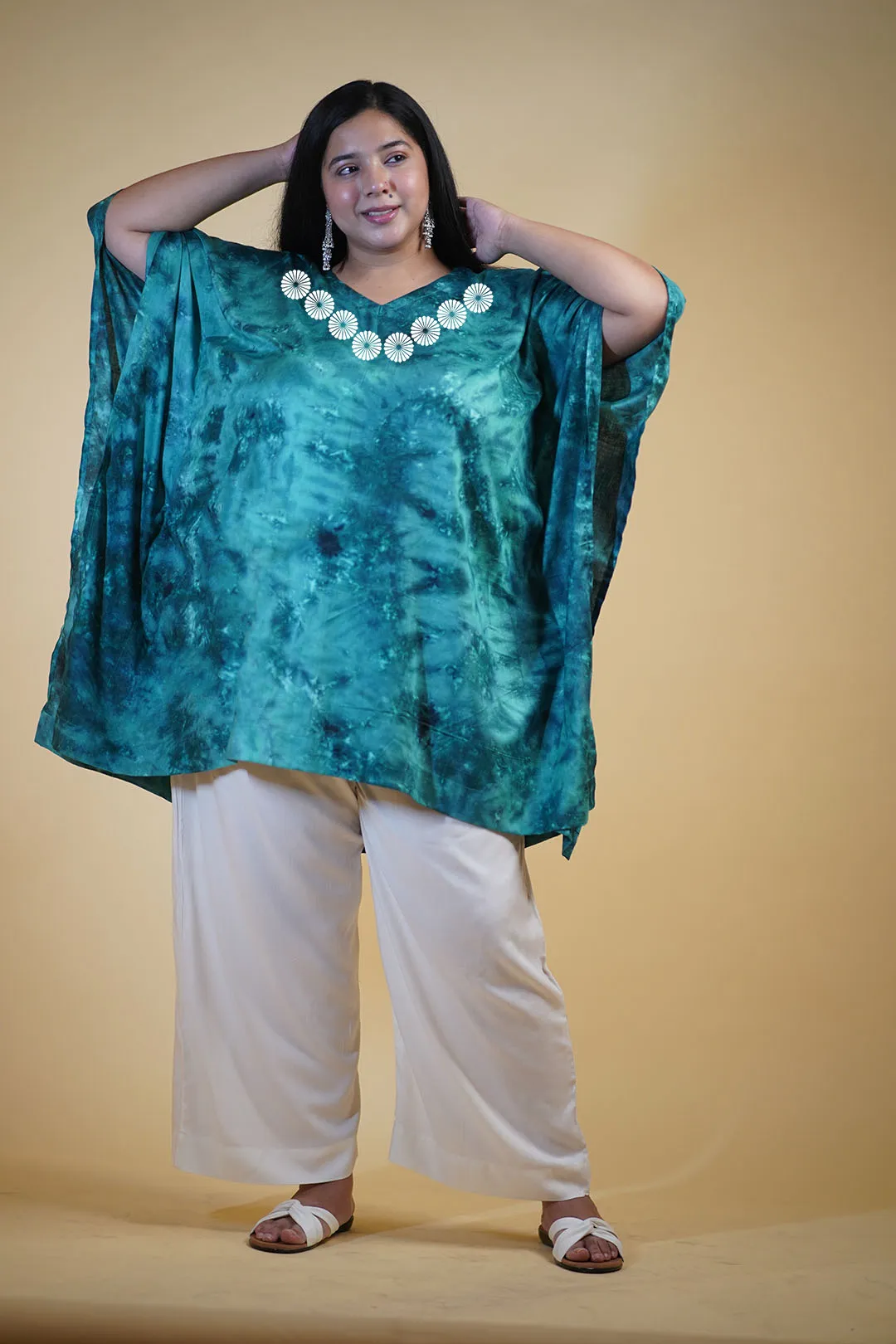 SeaGreen Rayon TieDyeKurta - Varmala