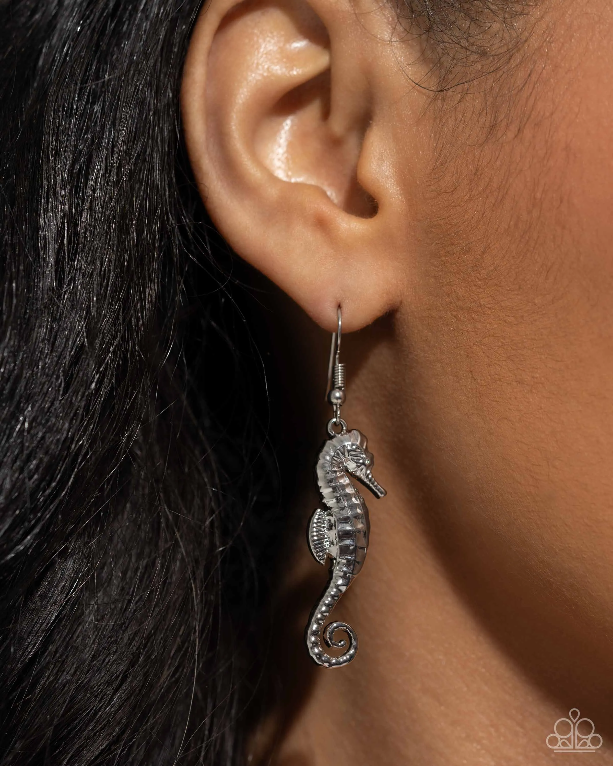 Seahorse Sheen - Silver Earrings