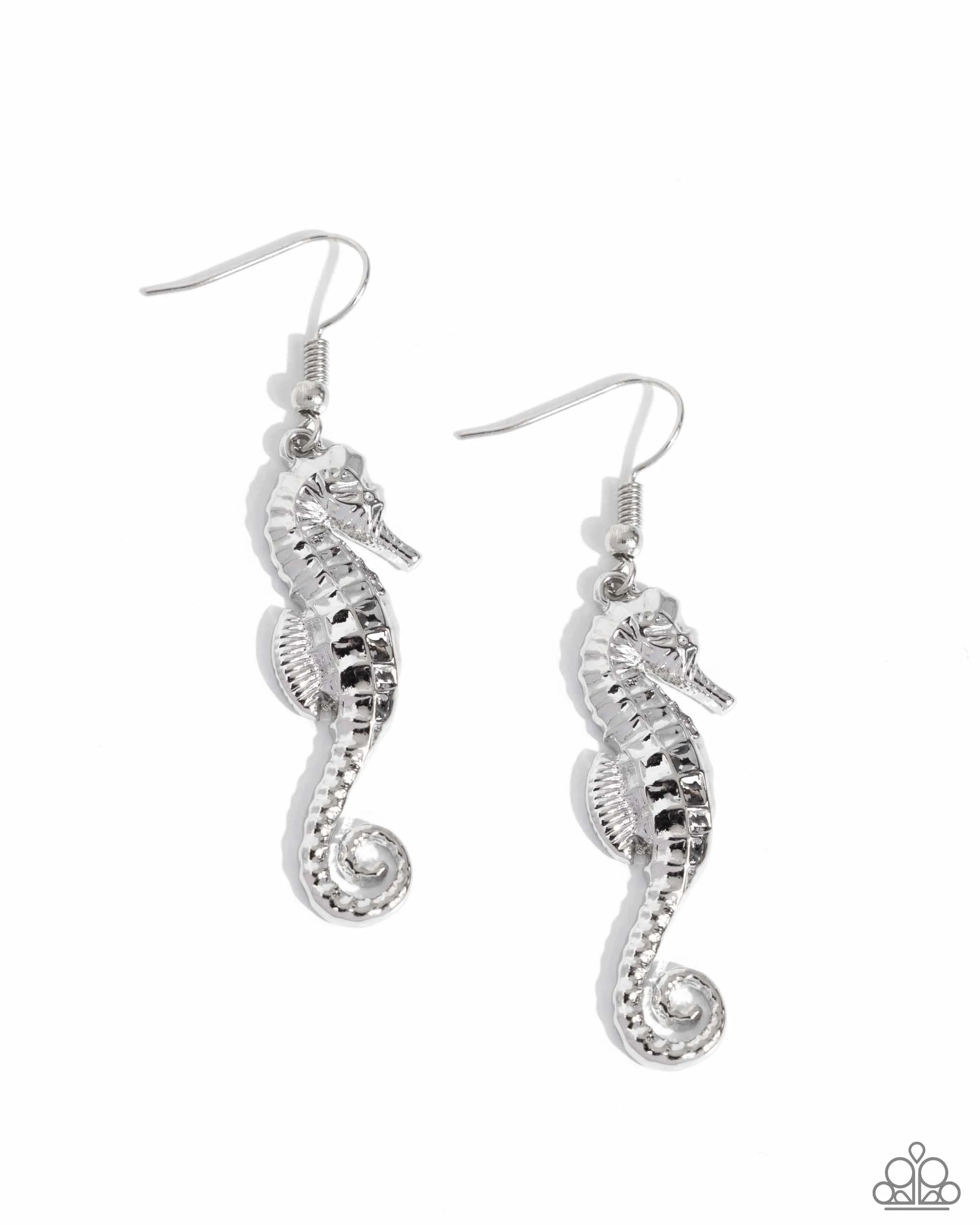 Seahorse Sheen - Silver Earrings