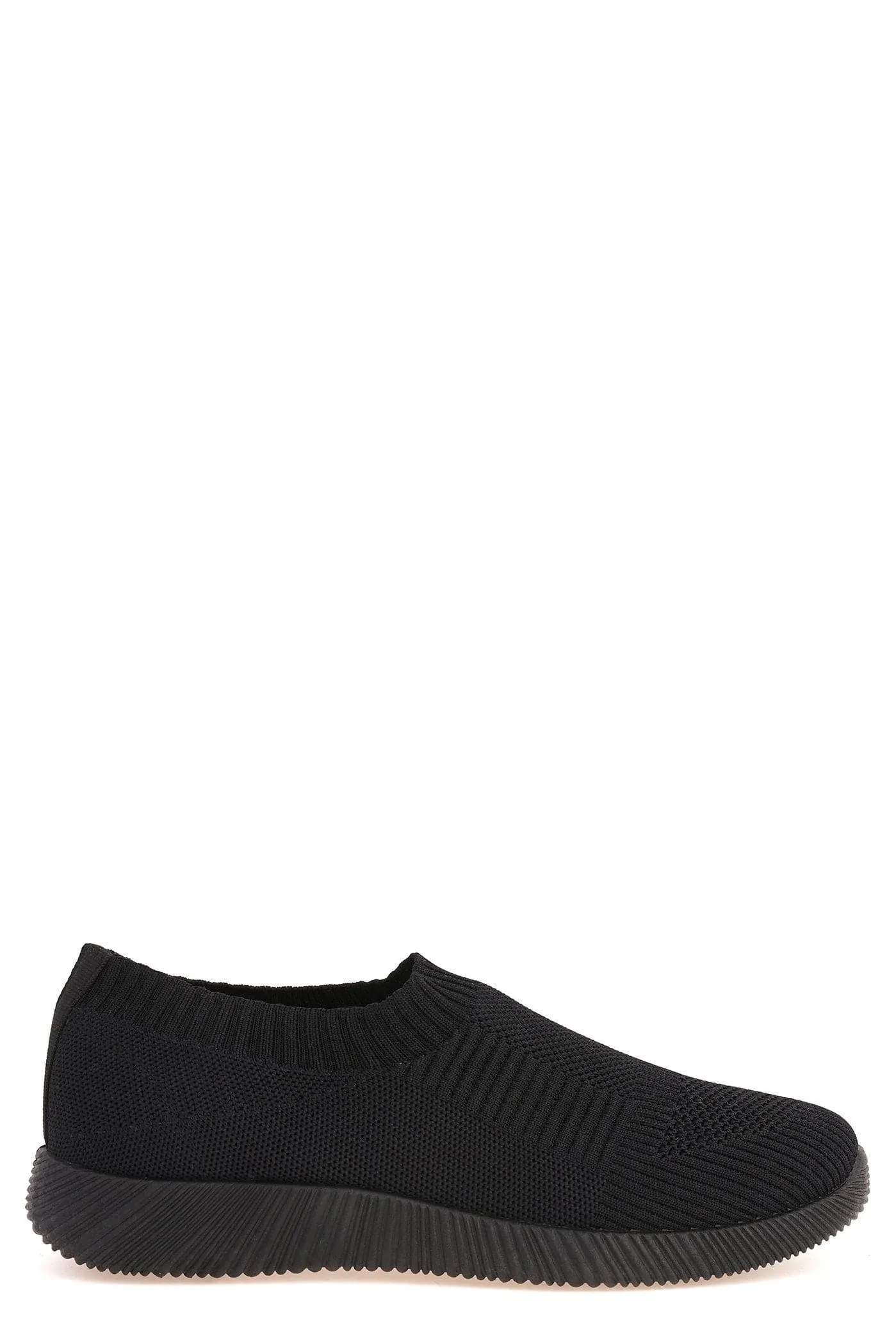 Shaughna Slip on Knitted Trainer in Black/Black Sole