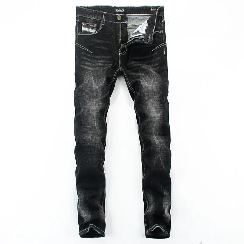 SKU R66 1613 R66 Men Solid Black Jeans/Slim /Straight /Stretch Mens