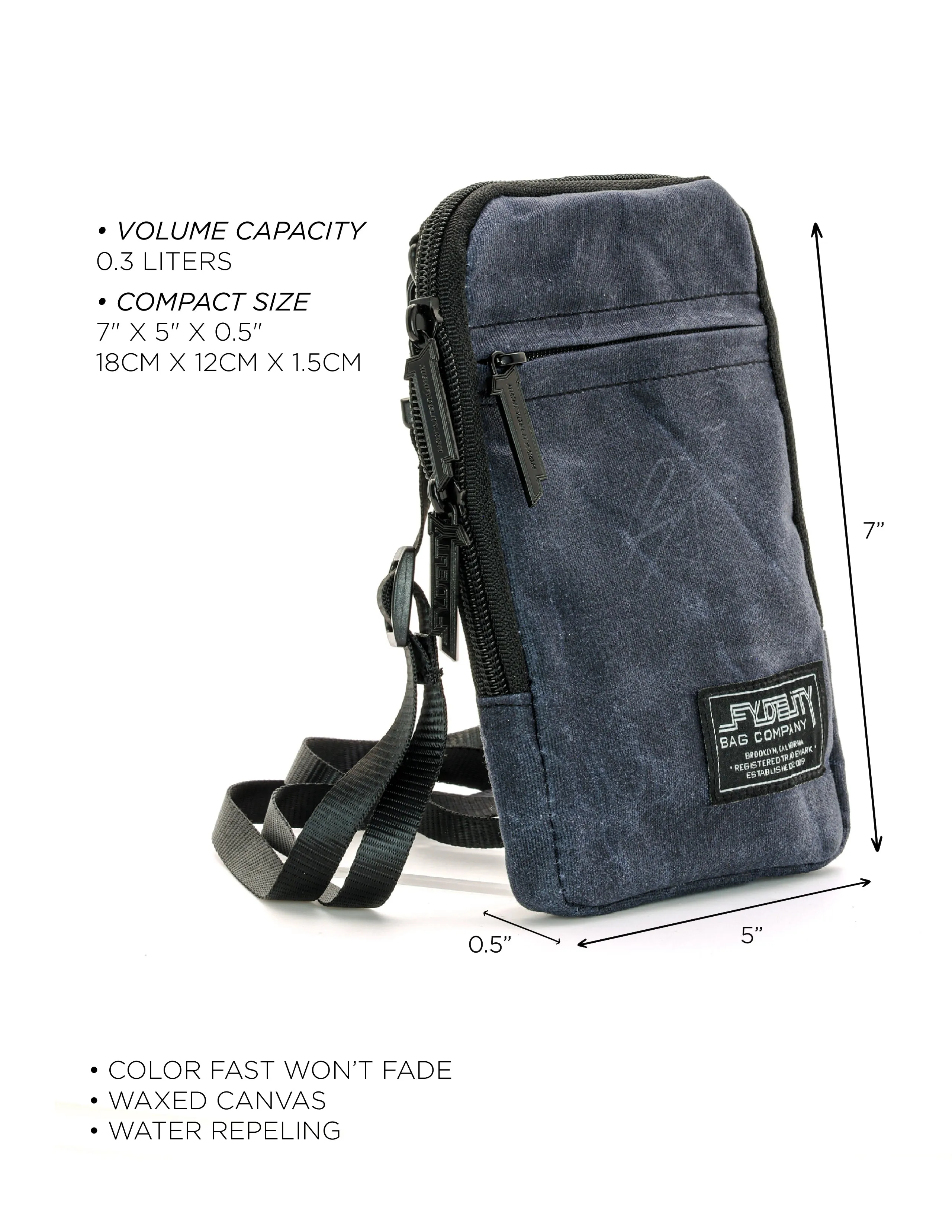 Slim Shady Bag | Crossbody | Waxed Cotton Black