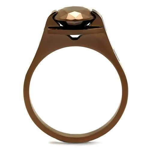 Stainless Steel Ring AAA GRD CZ Light Coffee TK2590 for Women Style Coffee