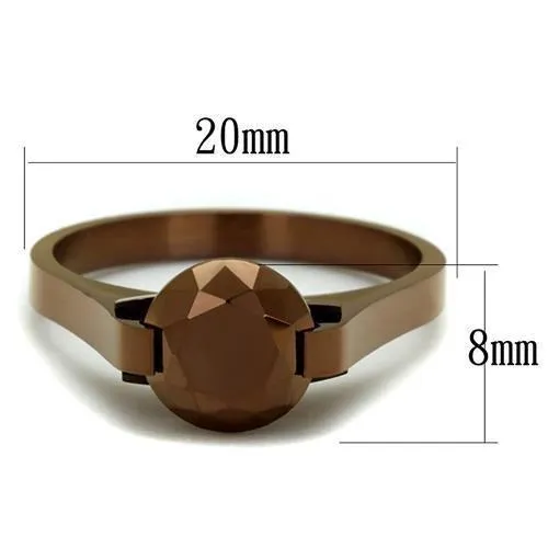 Stainless Steel Ring AAA GRD CZ Light Coffee TK2590 for Women Style Coffee