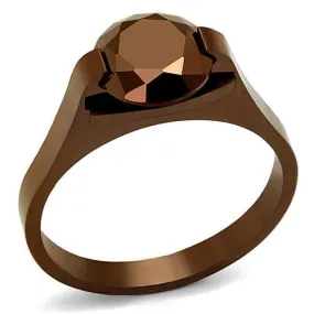 Stainless Steel Ring AAA GRD CZ Light Coffee TK2590 for Women Style Coffee
