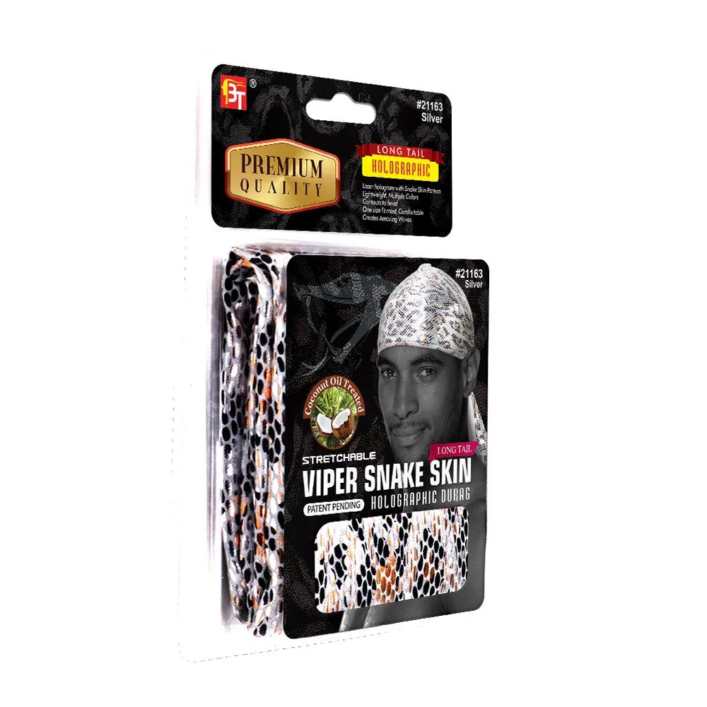 STRETCHABLE VIPER SNAKE SKIN HOLOGRAPHIC DURAG