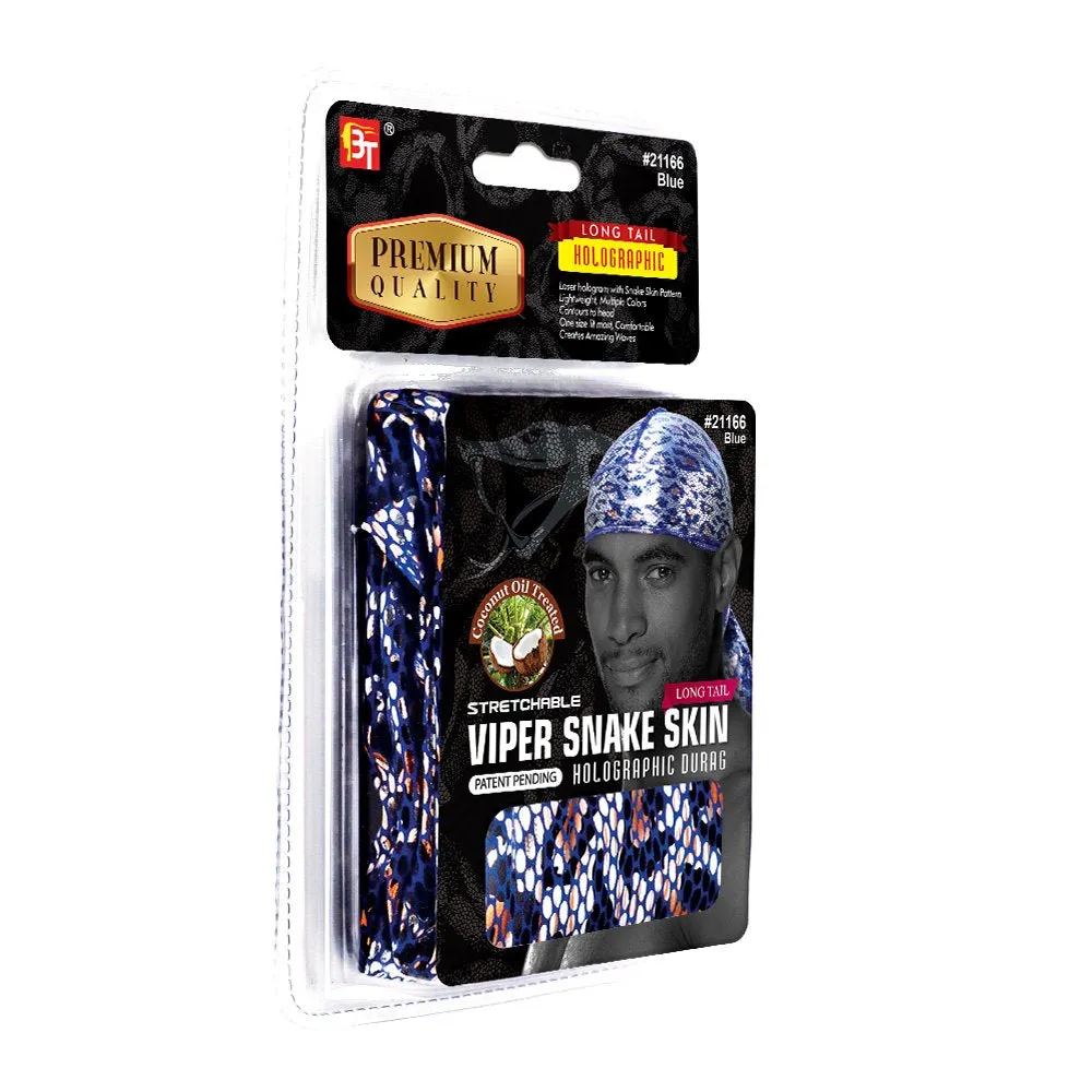 STRETCHABLE VIPER SNAKE SKIN HOLOGRAPHIC DURAG