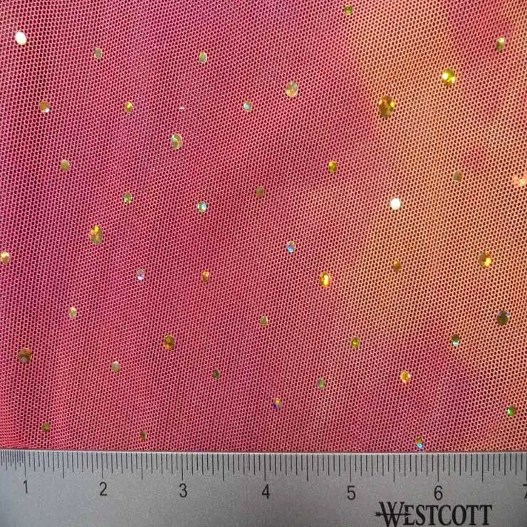 Tie Dye Holo Sequins Stretch Mesh