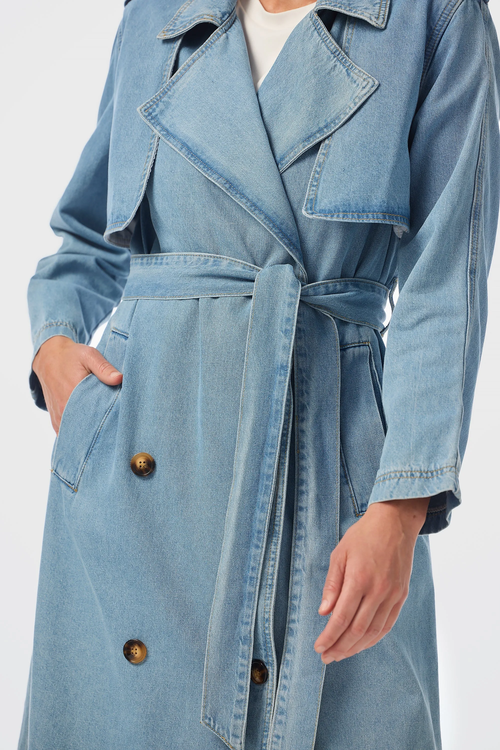 Trench Coat - Mid Blue Wash