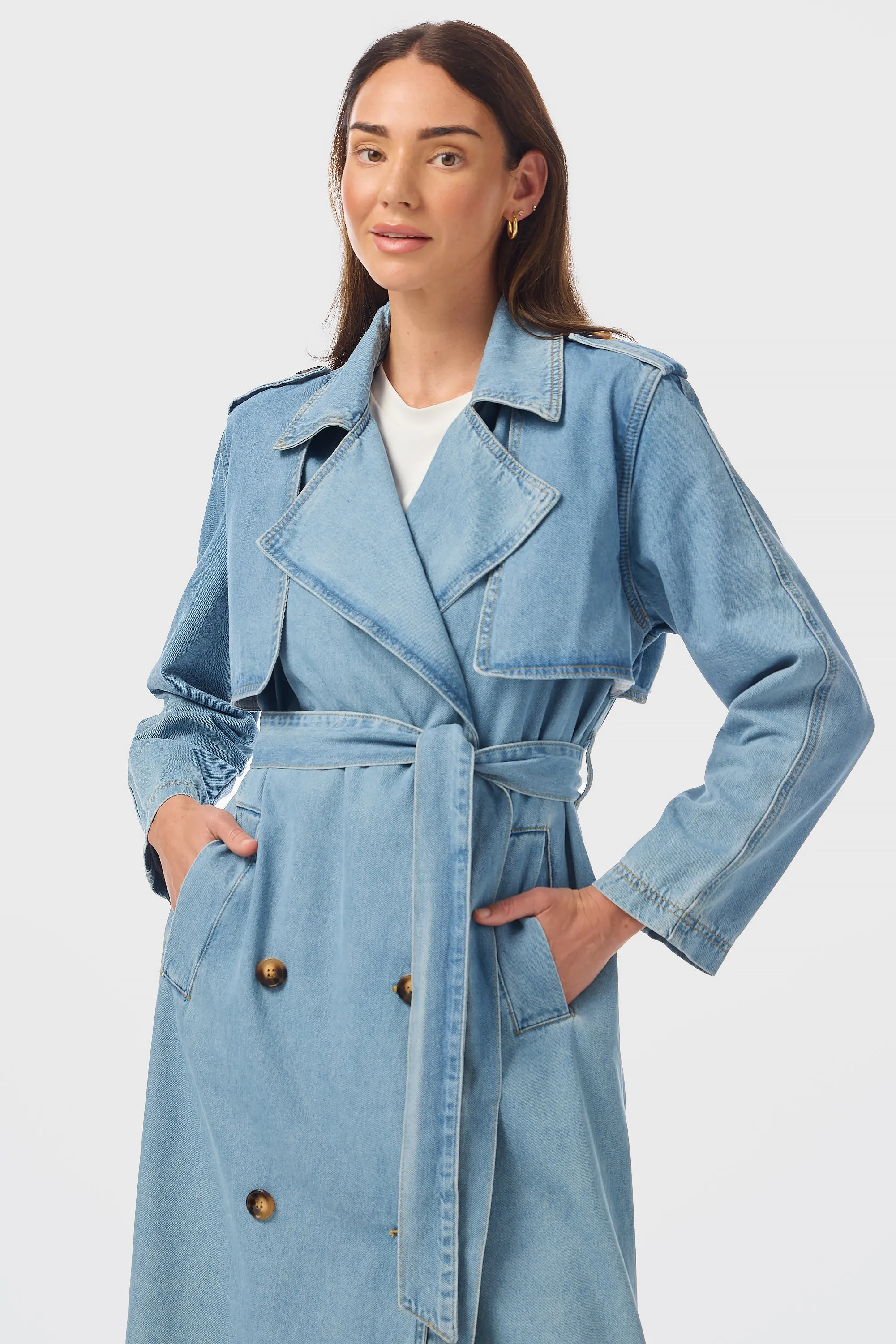 Trench Coat - Mid Blue Wash