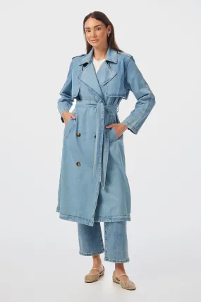 Trench Coat - Mid Blue Wash