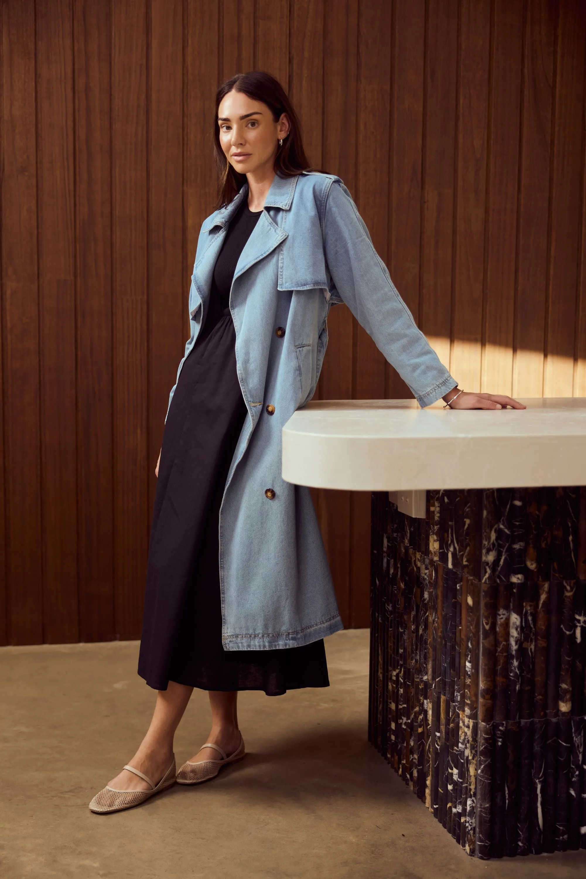 Trench Coat - Mid Blue Wash