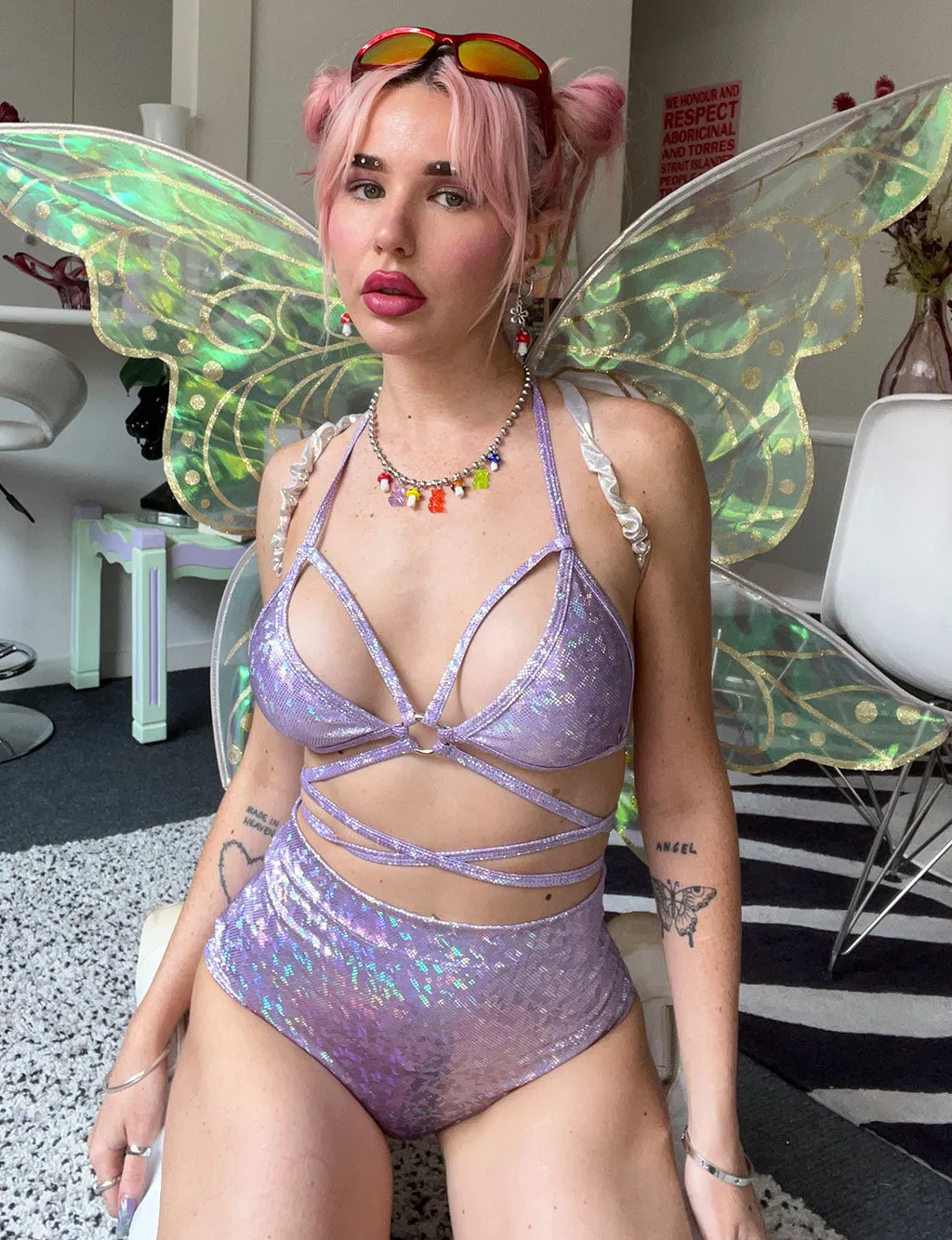 TRIANGLE WRAP TOP - LILAC PIXIE DUST