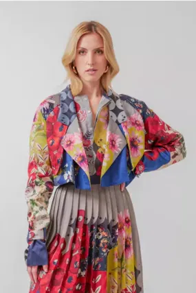 Vivid Bloom Peak Lapel Short Jacket