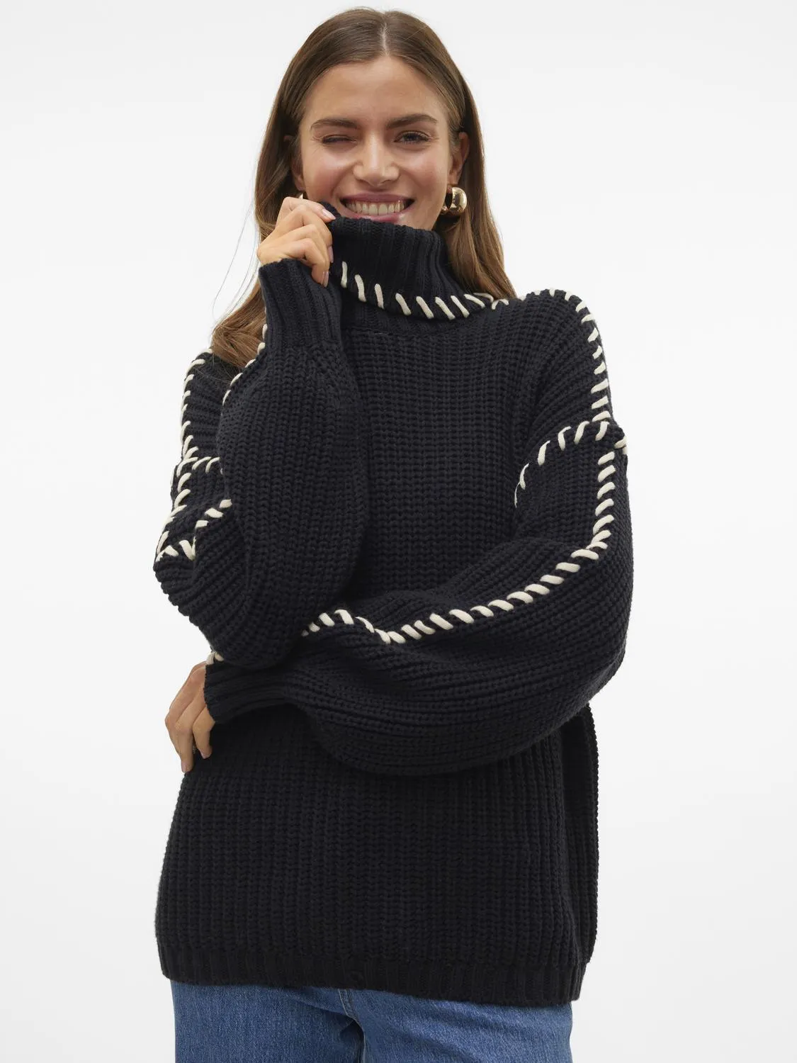 VMNEWCREAM LS ROLLNECK PULLOVER BOO