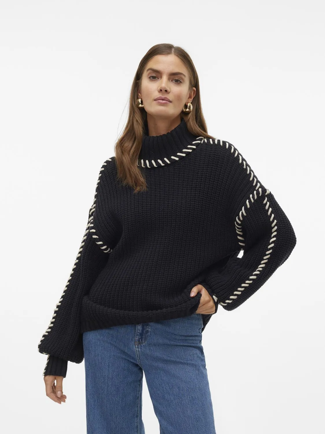 VMNEWCREAM LS ROLLNECK PULLOVER BOO