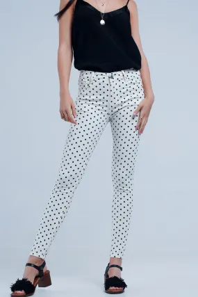 White Jeans in Polka Dots