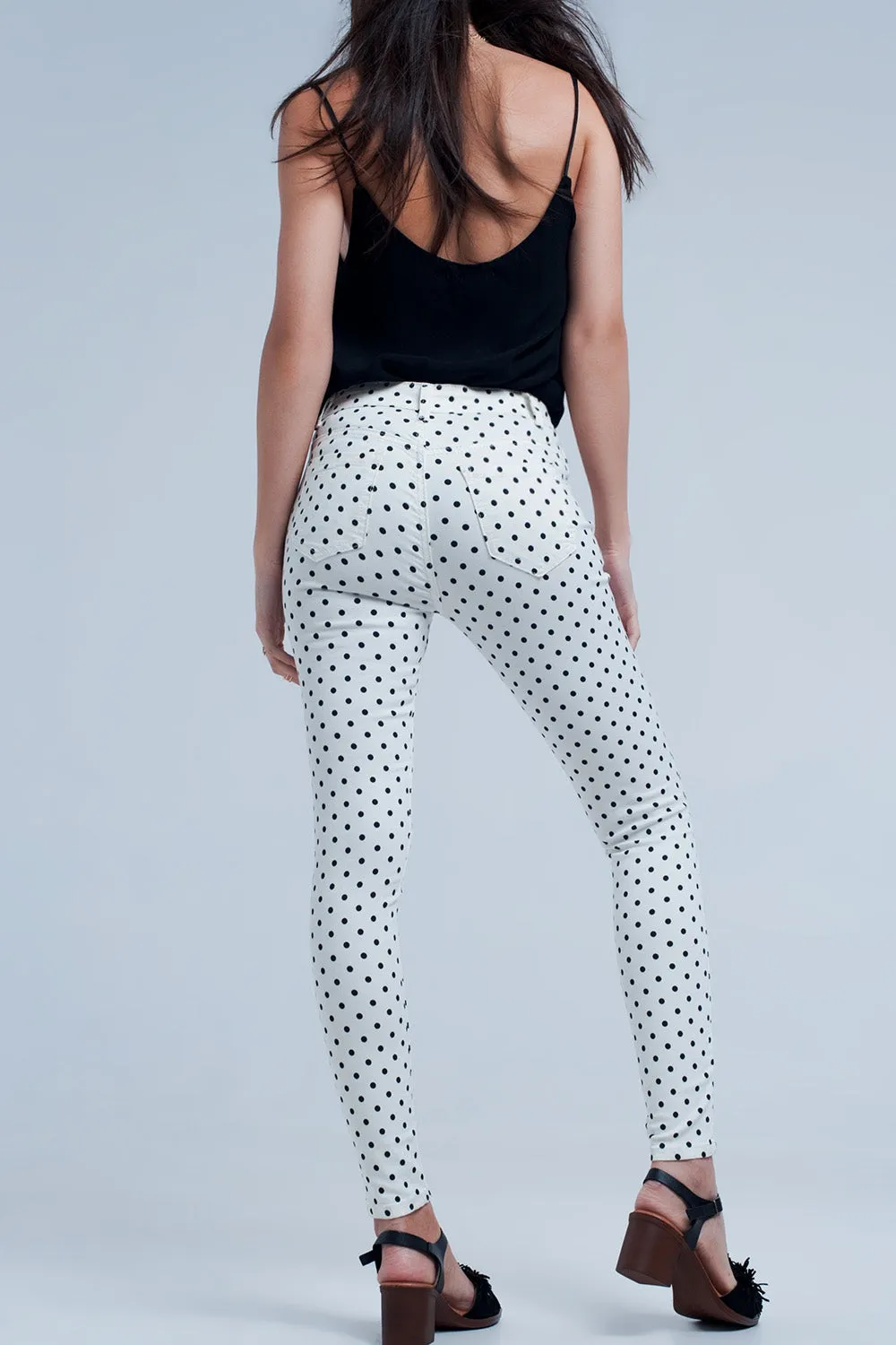 White Jeans in Polka Dots