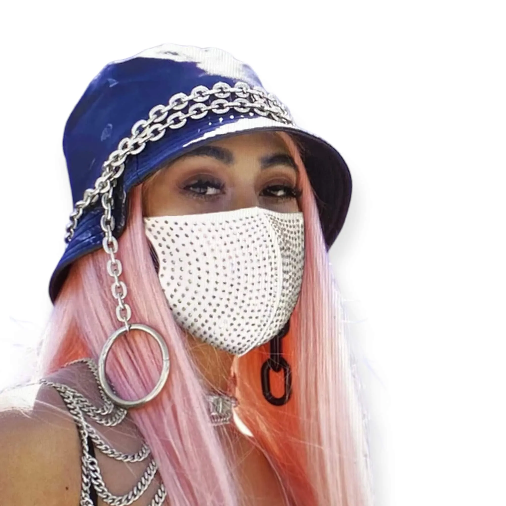 White Rhinestone Face Masks