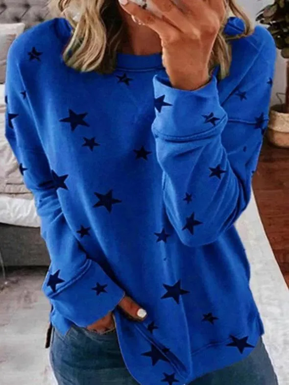 Women's Stylish Cashmere Jumper with Star Pattern and Round Neckline | Ideal for Autumn/Winter