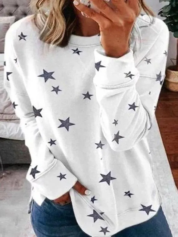 Women's Stylish Cashmere Jumper with Star Pattern and Round Neckline | Ideal for Autumn/Winter