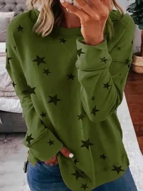 Women's Stylish Cashmere Jumper with Star Pattern and Round Neckline | Ideal for Autumn/Winter