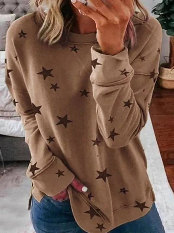 Women's Stylish Cashmere Jumper with Star Pattern and Round Neckline | Ideal for Autumn/Winter