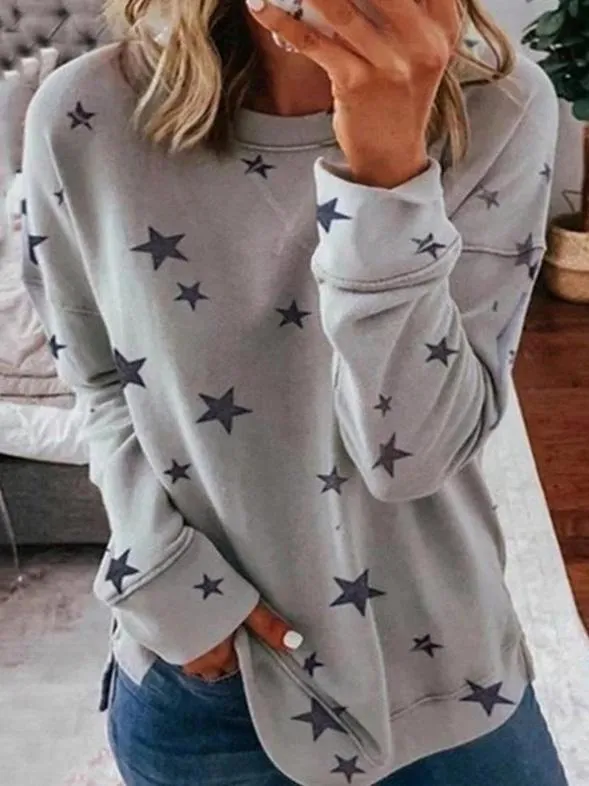 Women's Stylish Cashmere Jumper with Star Pattern and Round Neckline | Ideal for Autumn/Winter